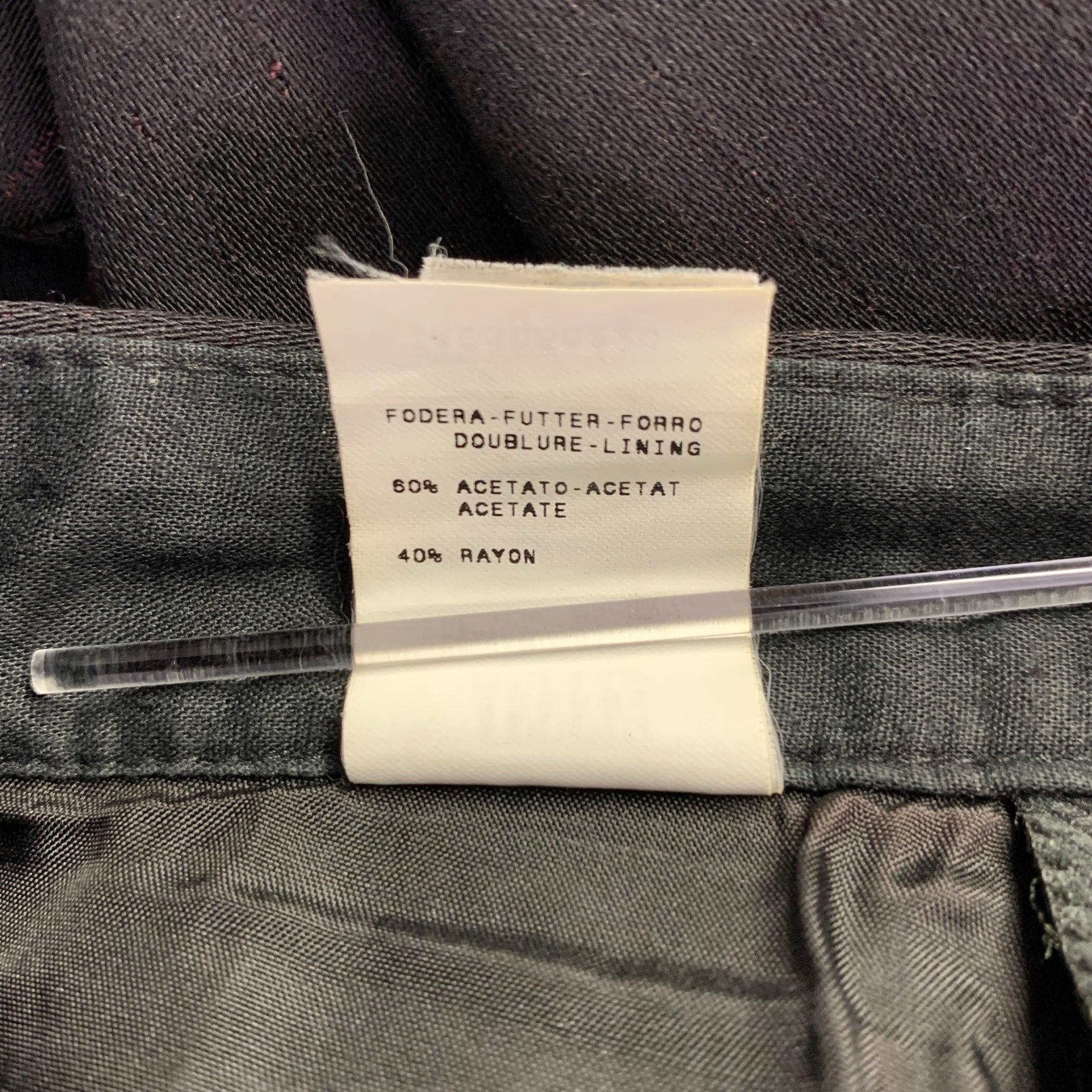 JEAN PAUL GAULTIER Size 32 Black Burgundy Stripe Wool Flat Front Dress Pants For Sale 3