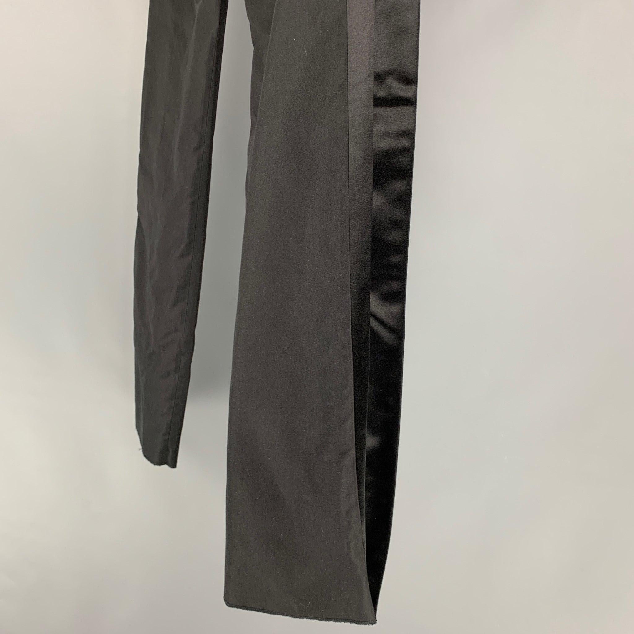 Men's JEAN PAUL GAULTIER Size 34 Black Solid Silk Zip Up Dress Pants For Sale