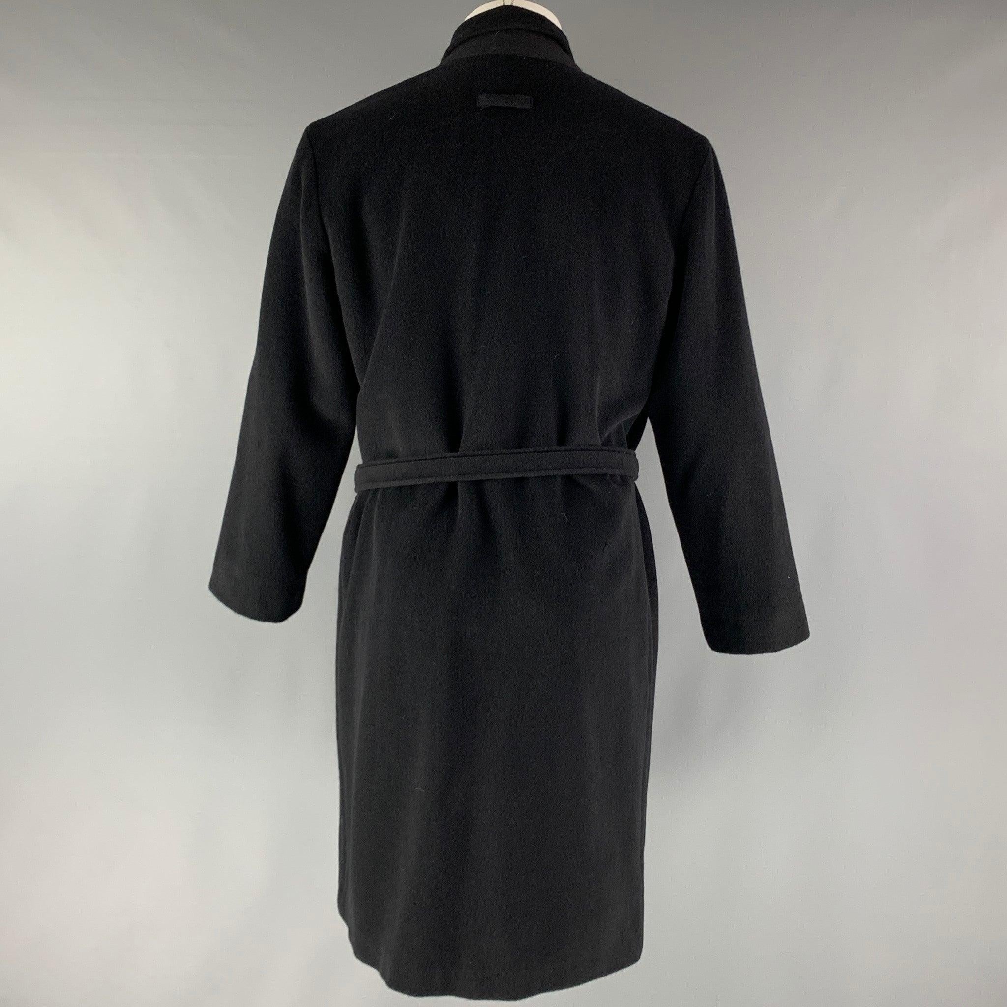 Men's JEAN PAUL GAULTIER Size 38 Black Angora Wool Belted Coat For Sale