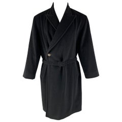 JEAN PAUL GAULTIER Manteau ceinturé en laine angora noire Taille 38