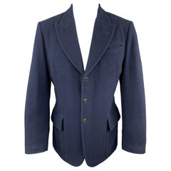 JEAN PAUL GAULTIER Size 38 Navy Lana Wool Peak Lapel Sport Coat