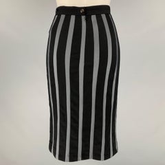 JEAN PAUL GAULTIER Size 4 Black Grey Stripe Pencil Skirt