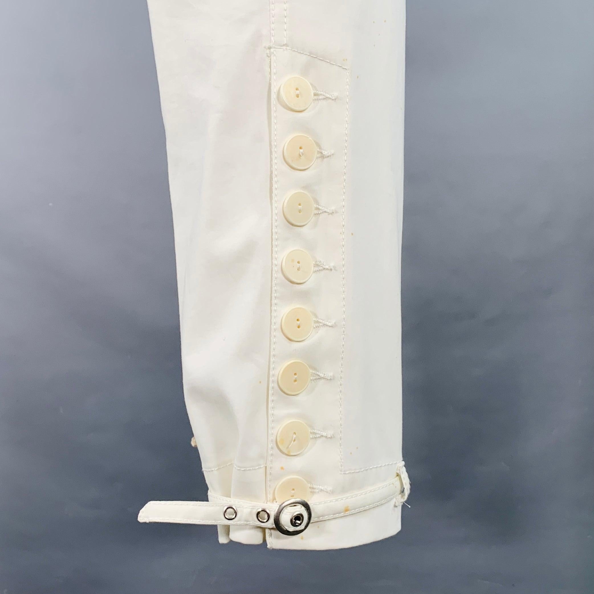 JEAN PAUL GAULTIER Size 4 Cream Cotton Cargo Casual Pants In Good Condition For Sale In San Francisco, CA