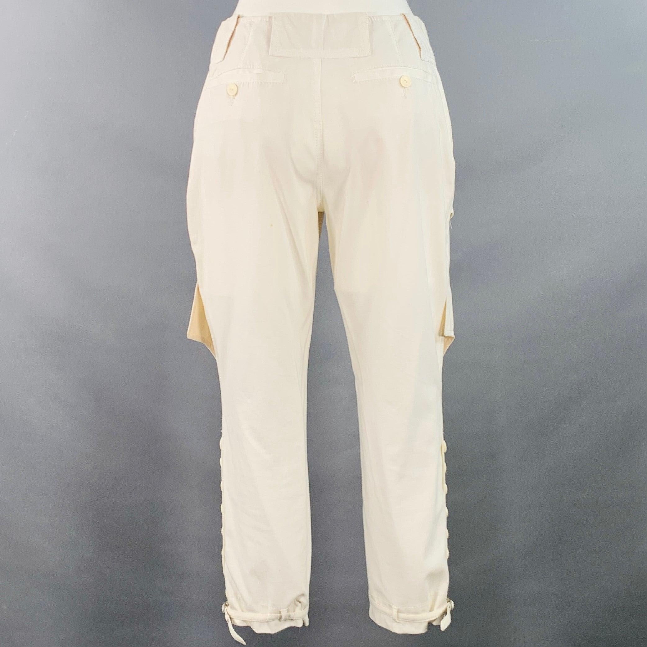 Women's JEAN PAUL GAULTIER Size 4 Cream Cotton Cargo Casual Pants For Sale