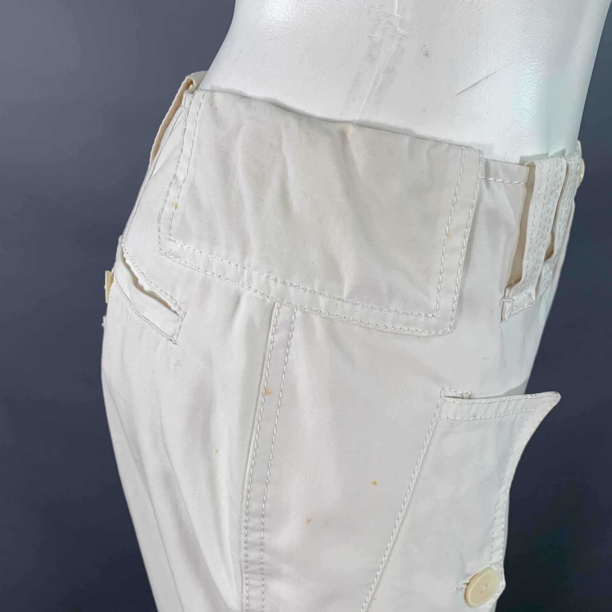 JEAN PAUL GAULTIER Size 4 Cream Cotton Cargo Casual Pants For Sale 3