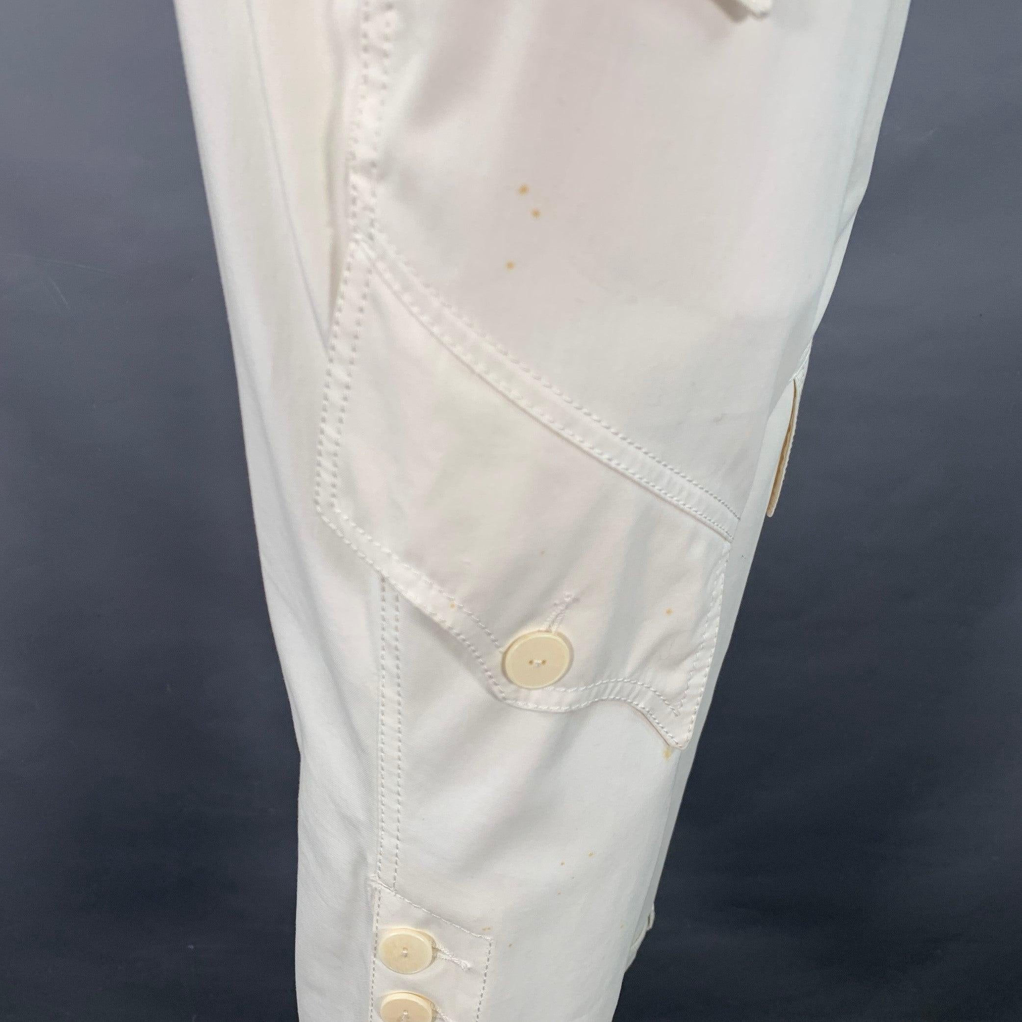 JEAN PAUL GAULTIER Size 4 Cream Cotton Cargo Casual Pants For Sale 4