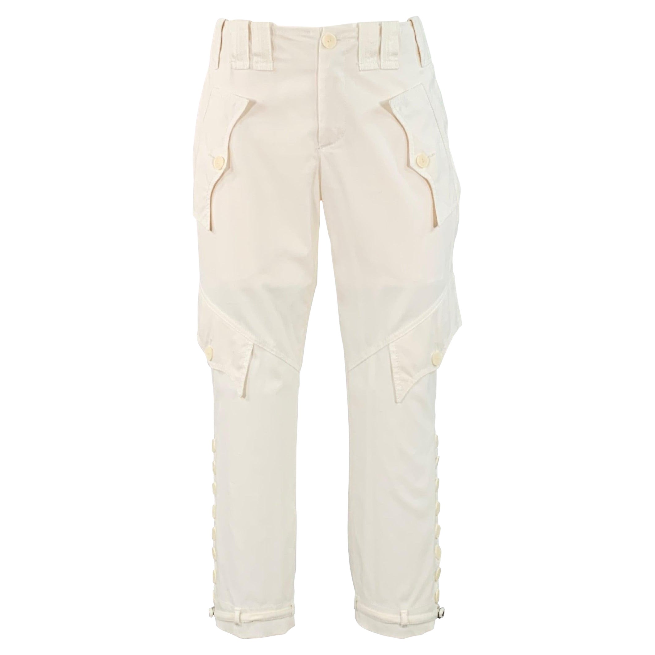 JEAN PAUL GAULTIER Size 4 Cream Cotton Cargo Casual Pants For Sale