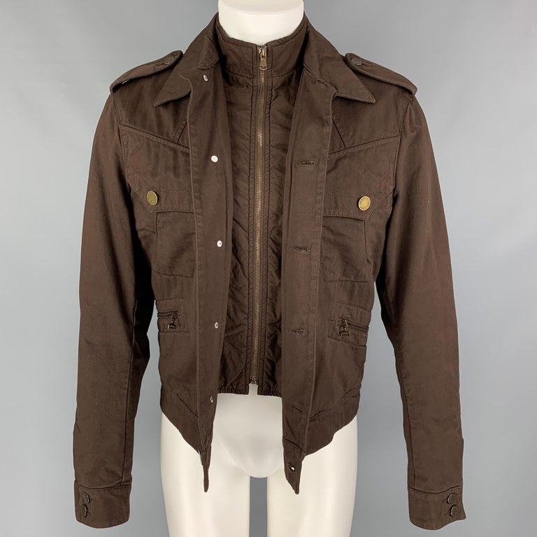JEAN PAUL GAULTIER Size 40 Brown Button Up Simulated Vest Sailor Back Jacket