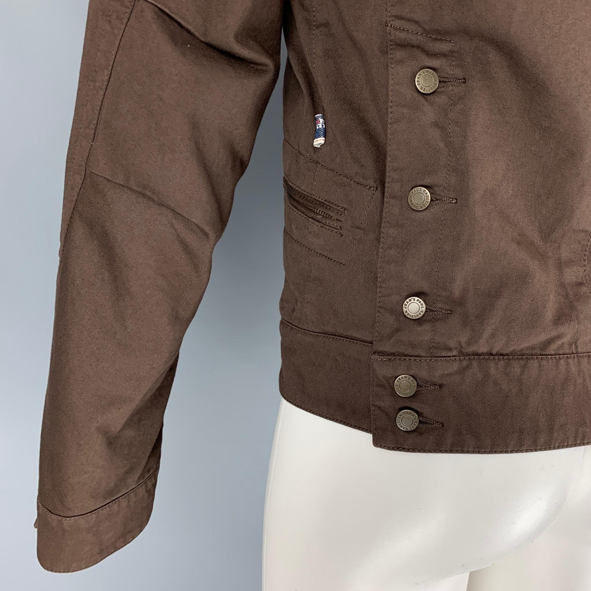 Black JEAN PAUL GAULTIER Size 40 Brown Button Up Simulated Vest Sailor Back Jacket