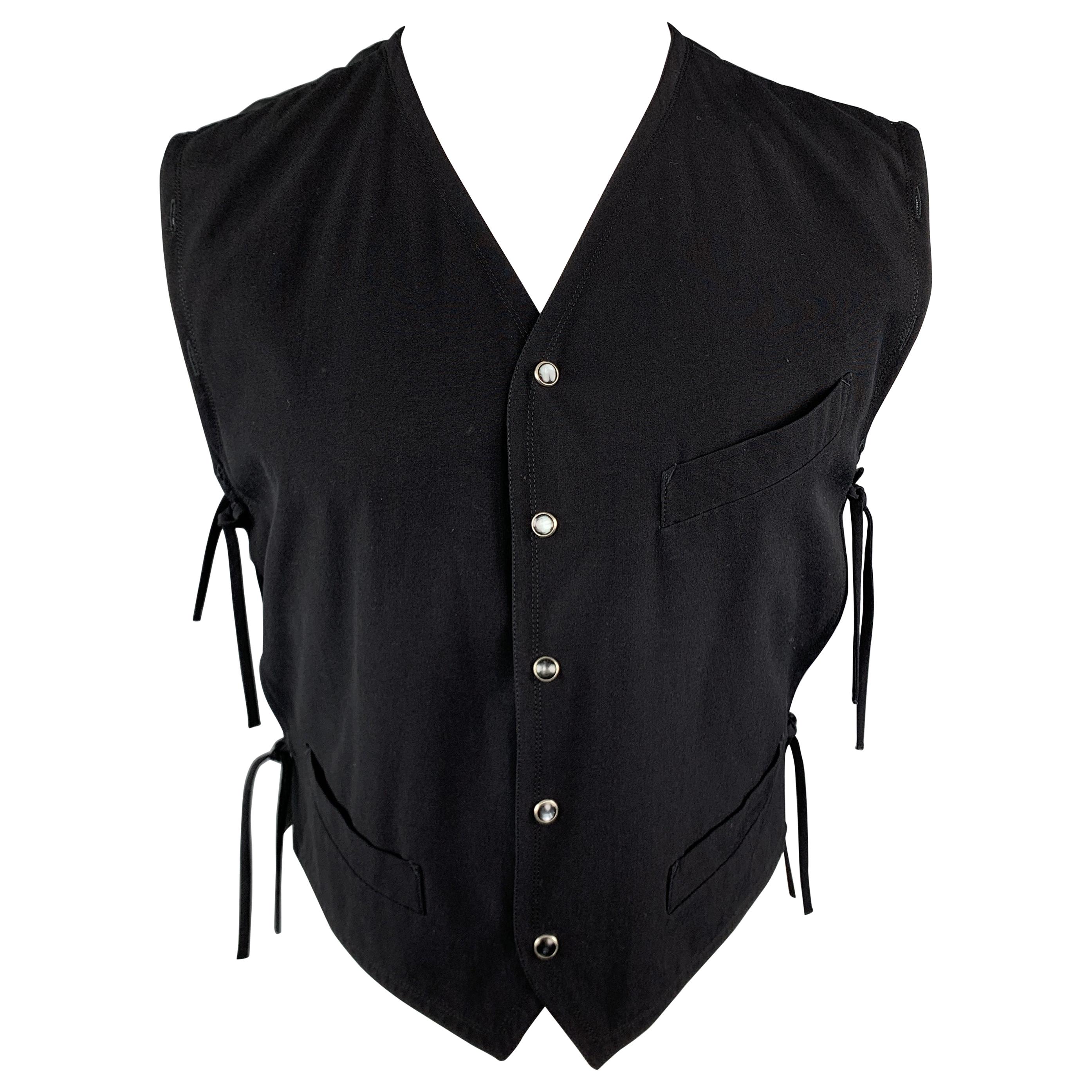 JEAN PAUL GAULTIER Size 42 Black Wool Tied Side Snap Vest