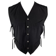 JEAN PAUL GAULTIER Size 42 Black Wool Tied Side Snap Vest