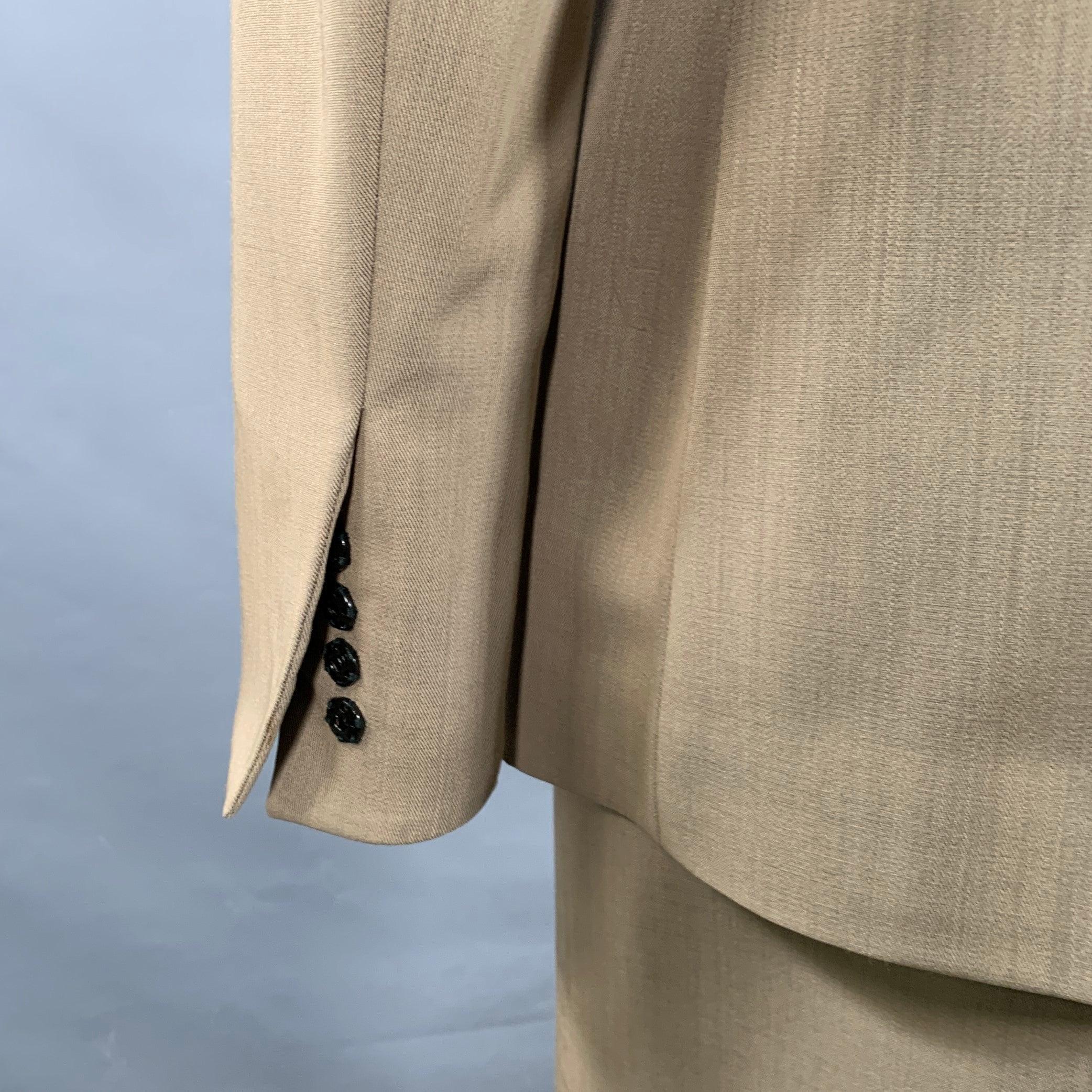 JEAN PAUL GAULTIER Size 6 Beige Wool Single Breasted Skirt Suit For Sale 3