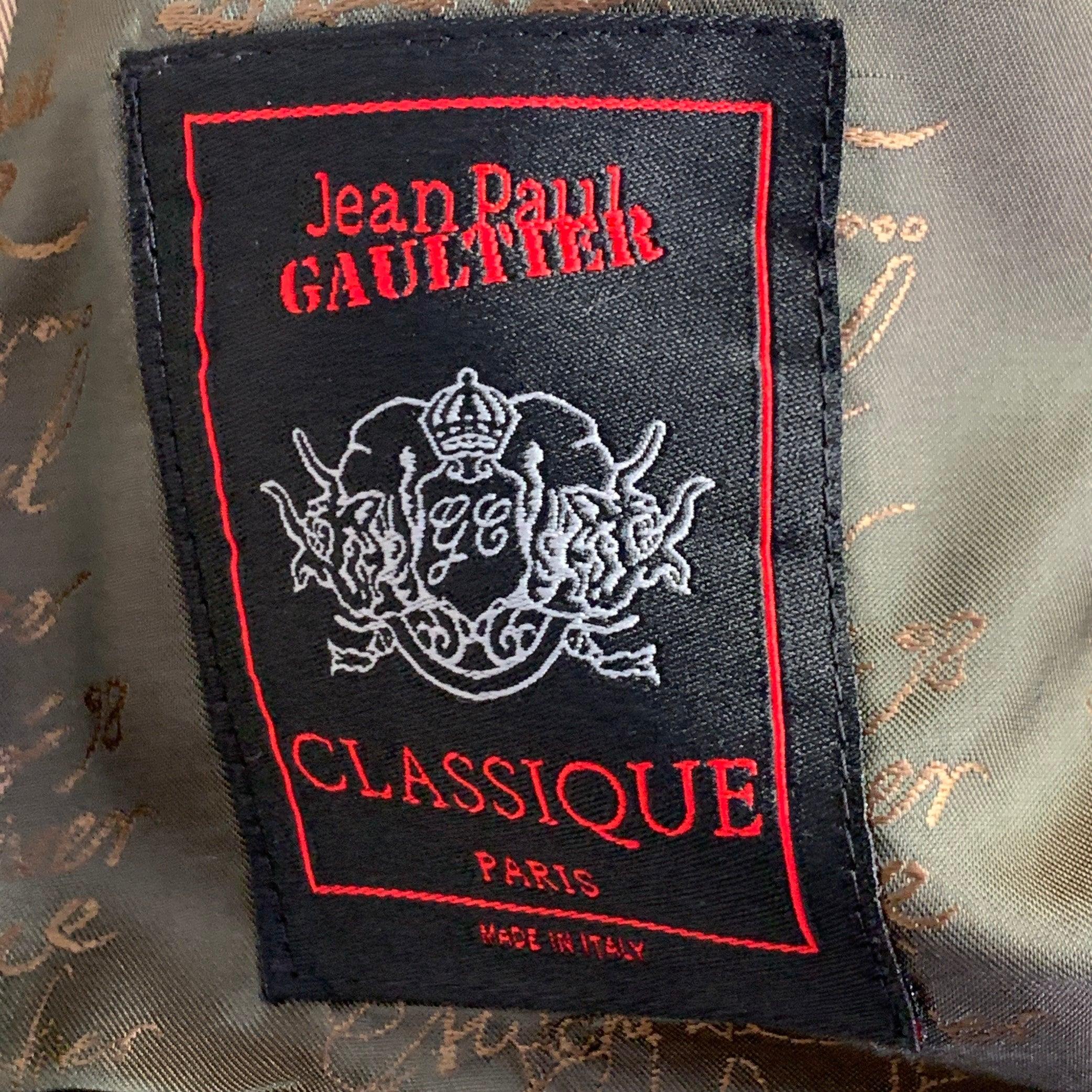 JEAN PAUL GAULTIER Size 6 Beige Wool Single Breasted Skirt Suit For Sale 5
