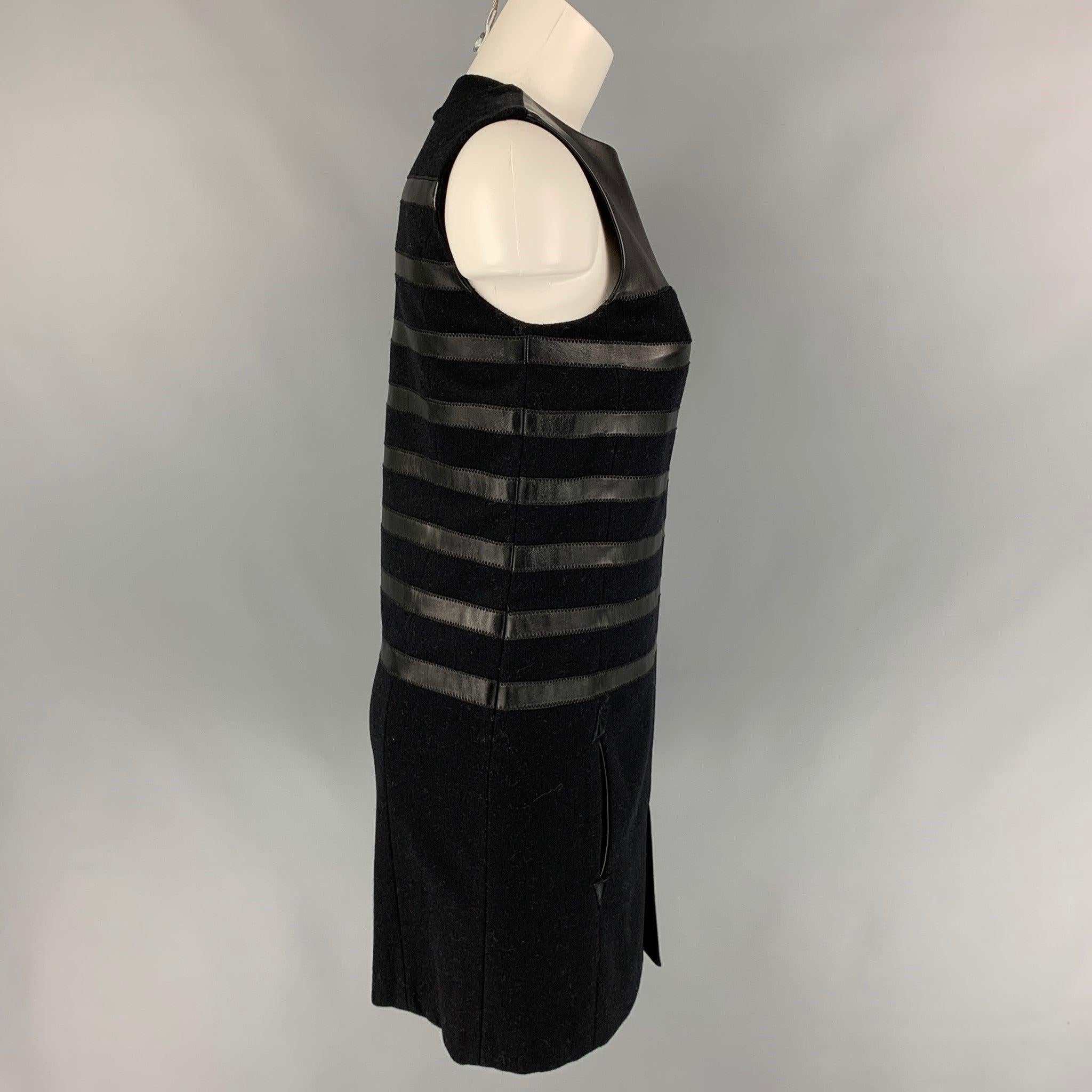 JEAN PAUL GAULTIER Size 6 Black Wool Blend Mixed Materials Shift Dress In Good Condition For Sale In San Francisco, CA