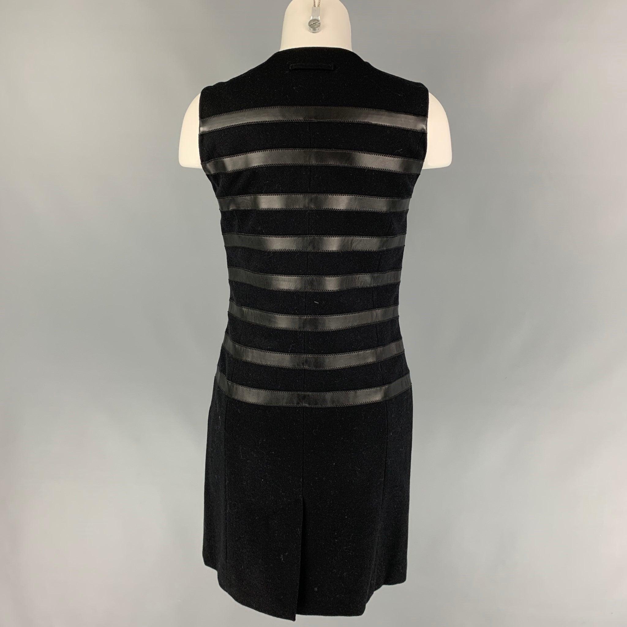 Women's JEAN PAUL GAULTIER Size 6 Black Wool Blend Mixed Materials Shift Dress For Sale