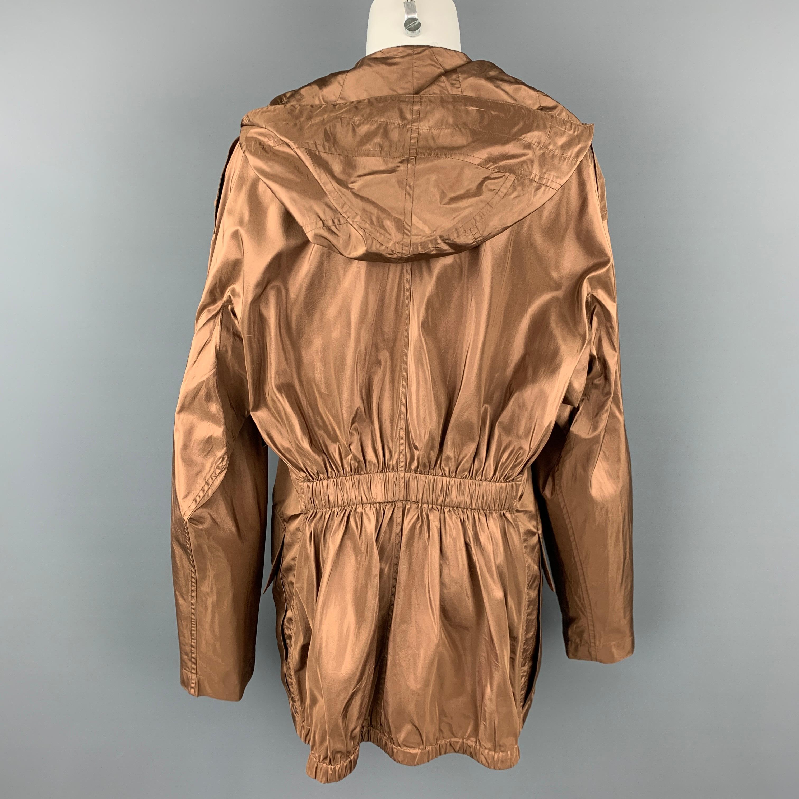 Women's JEAN PAUL GAULTIER Size 6 Copper Silk Brass Button Hooded Jacket
