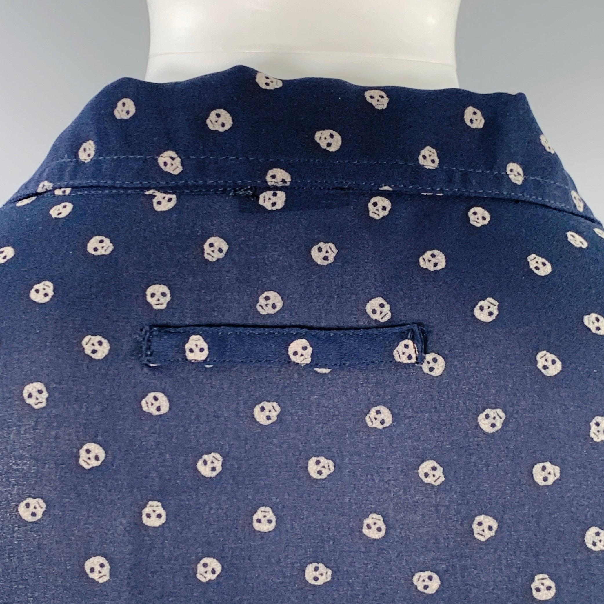 JEAN PAUL GAULTIER Hemdkleid mit Skulpturen aus Polyester in Marineblau und Grau, Größe 6 Damen im Angebot