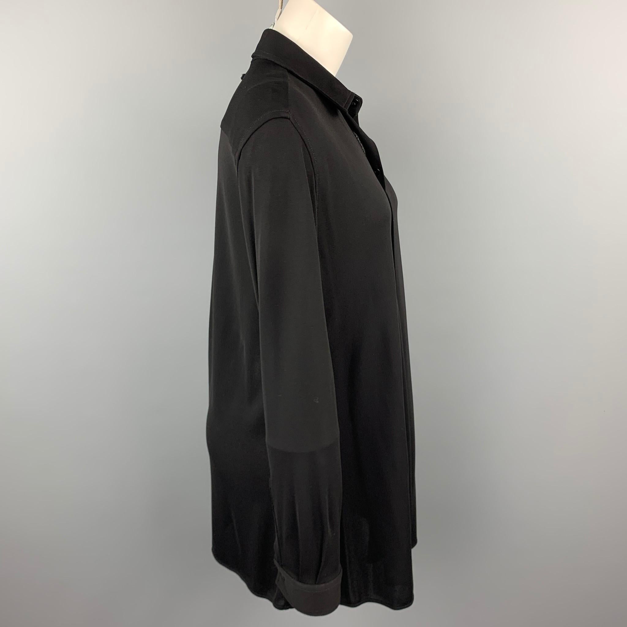 JEAN PAUL GAULTIER Size 8 Black Acetate Blend Button Up Shirt In Good Condition In San Francisco, CA