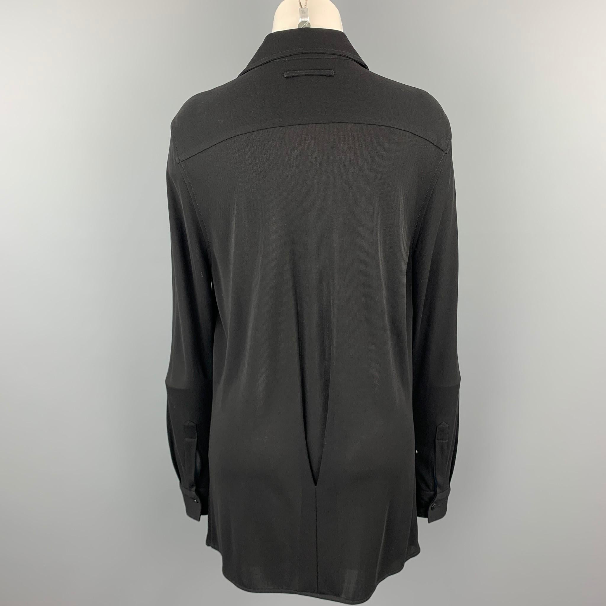 Women's JEAN PAUL GAULTIER Size 8 Black Acetate Blend Button Up Shirt