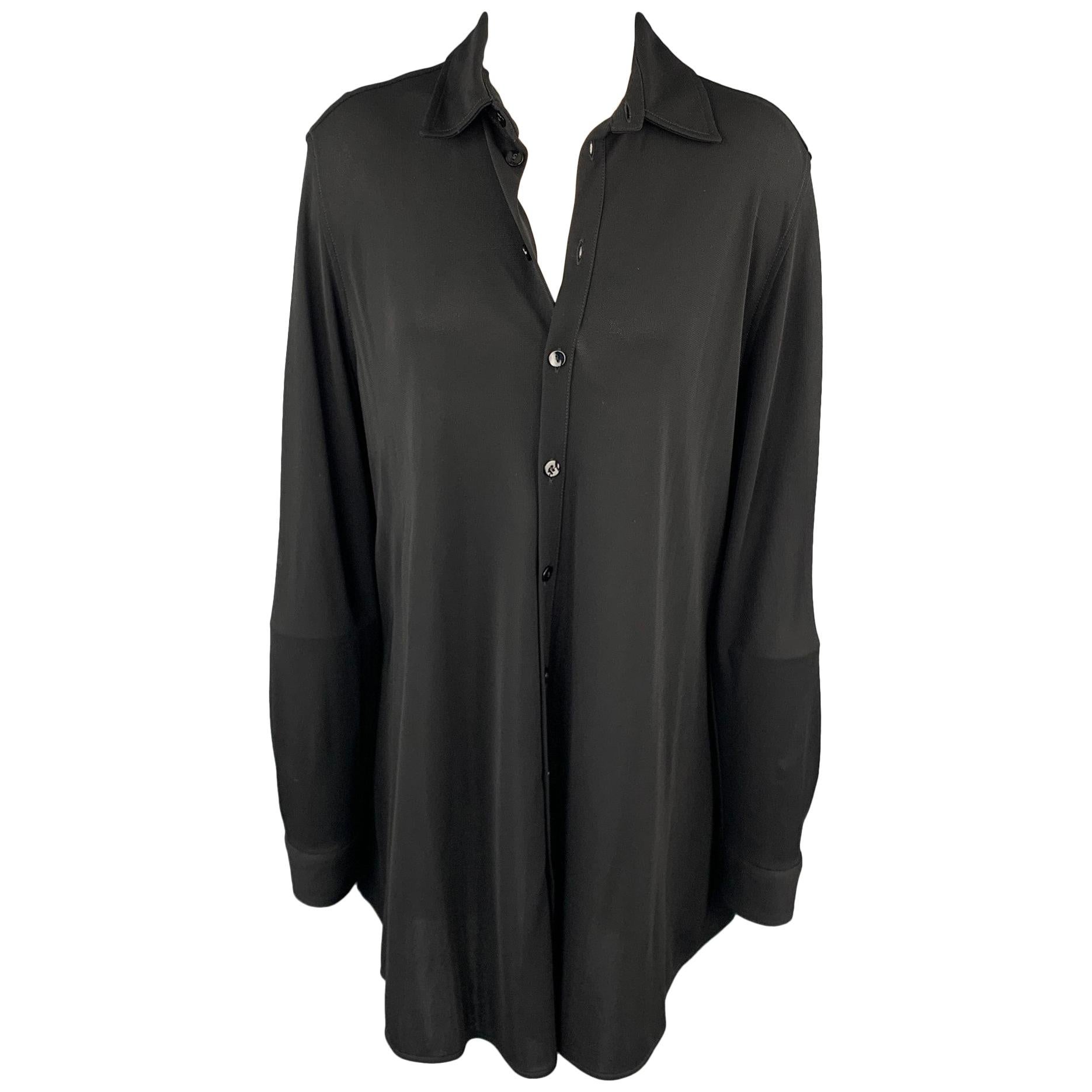 JEAN PAUL GAULTIER Size 8 Black Acetate Blend Button Up Shirt