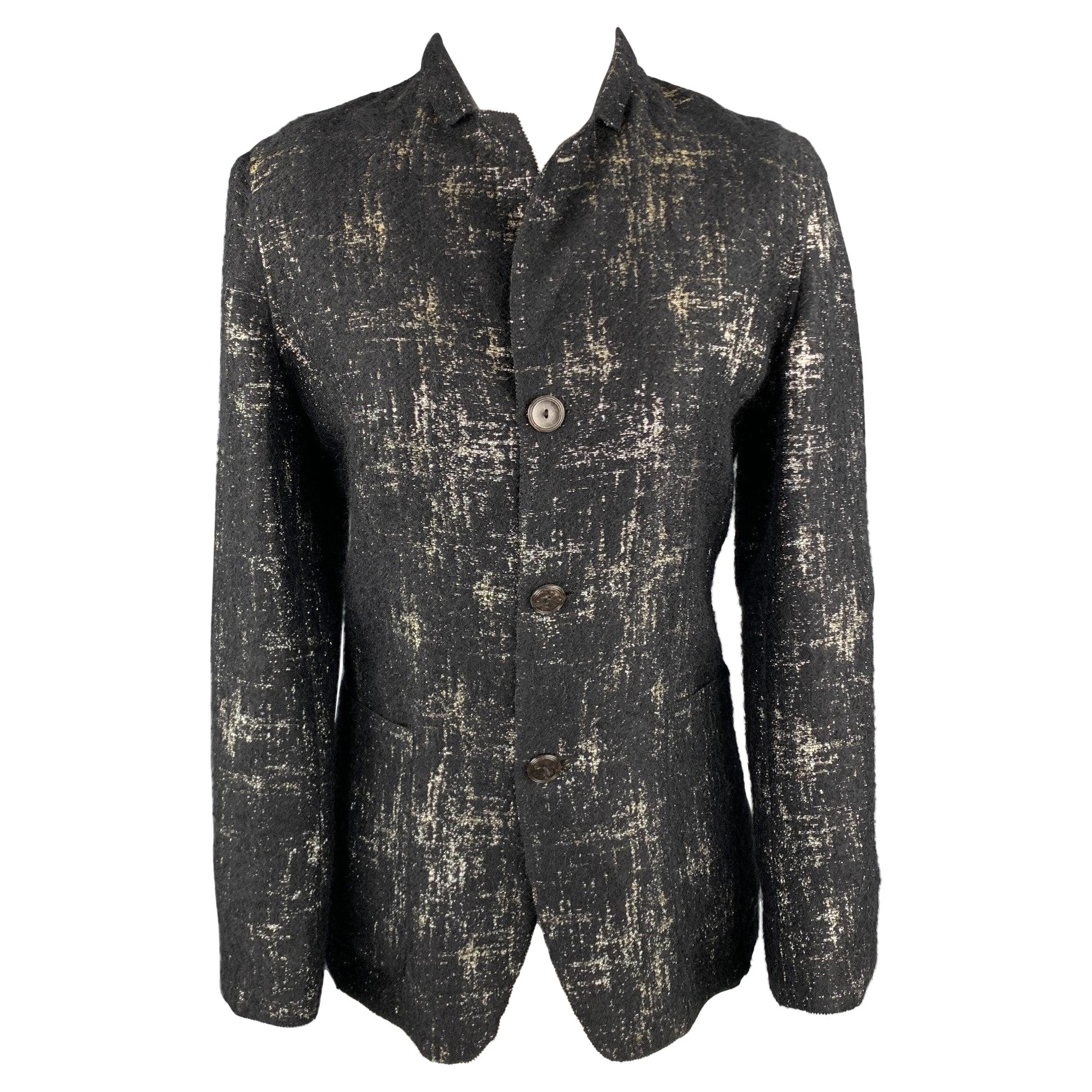 Jean-Paul Gaultier - Veste boutonnée en soie noire et argentée, taille 8