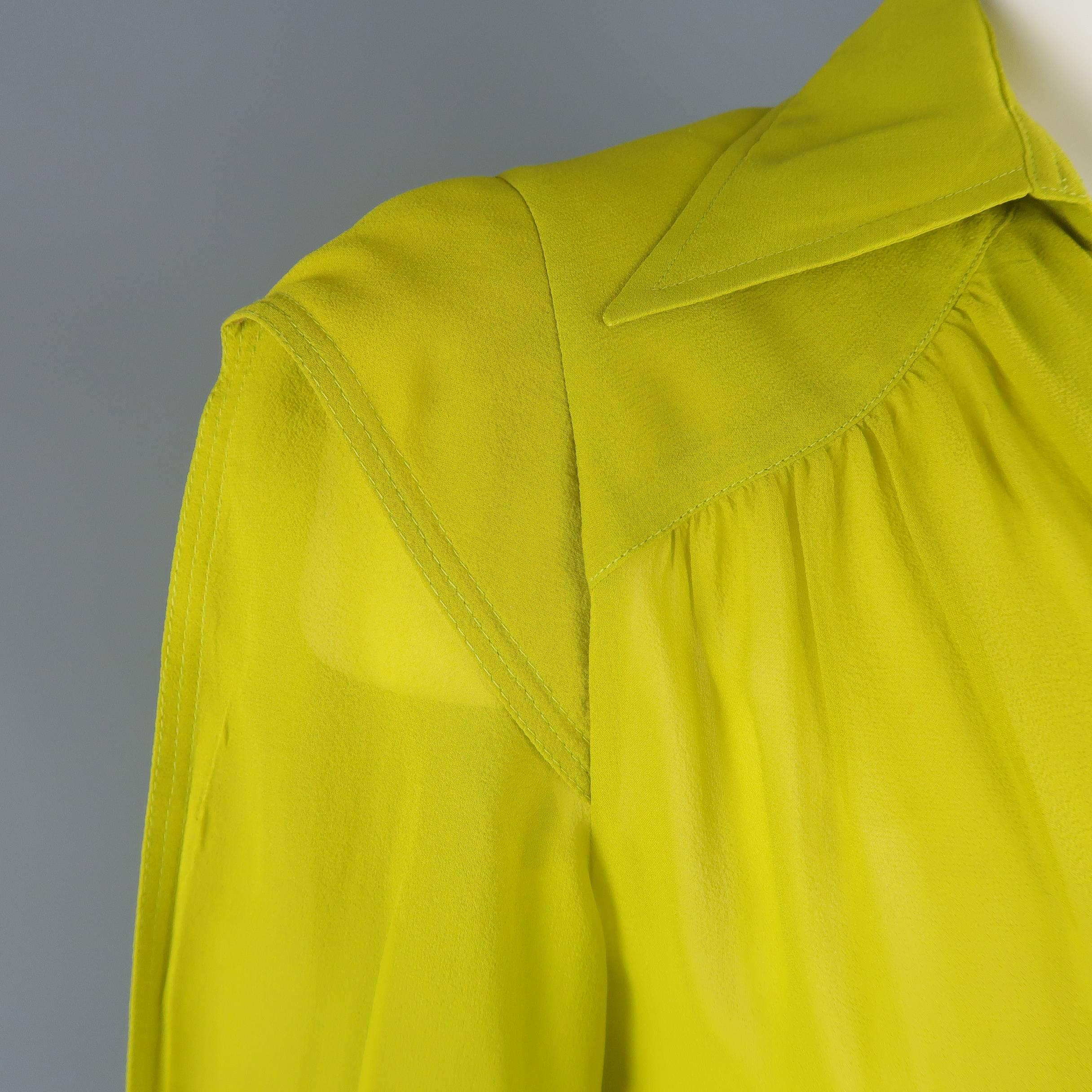 chartreuse silk blouse