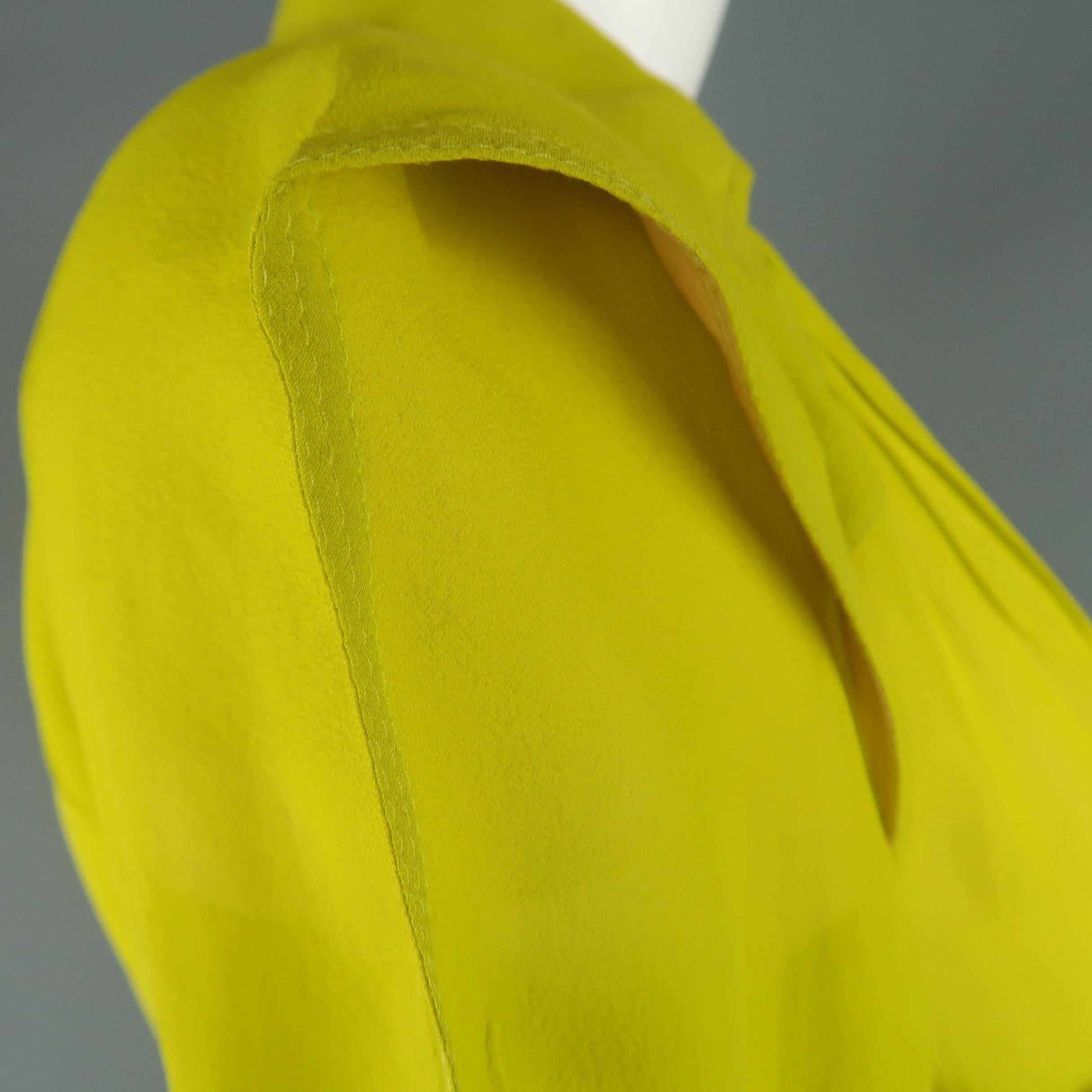 Jean Paul Gaultier Chartreuse Silk Chiffon Shoulder Panel Blouse In Excellent Condition In San Francisco, CA