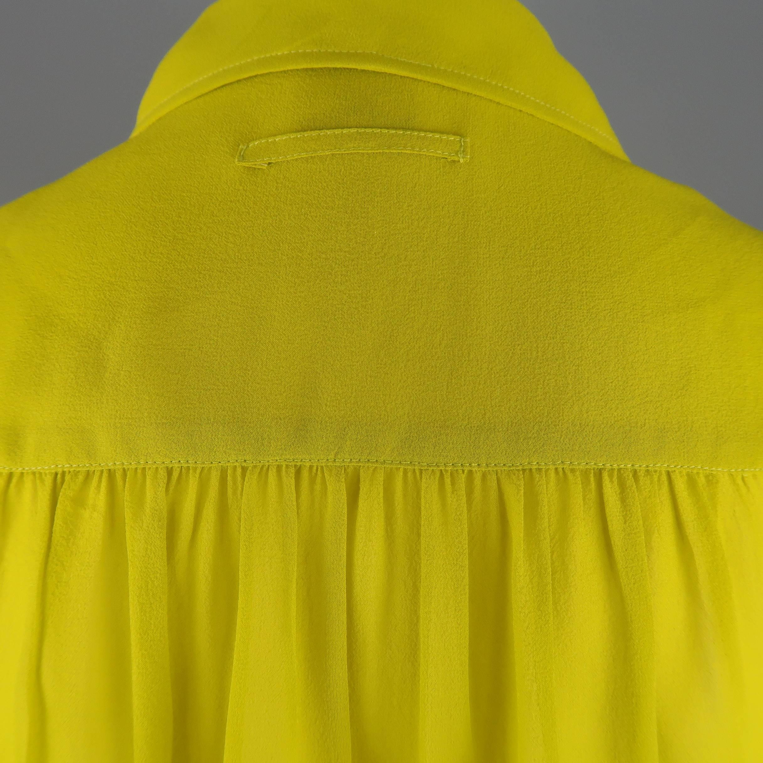 Jean Paul Gaultier Chartreuse Silk Chiffon Shoulder Panel Blouse 1