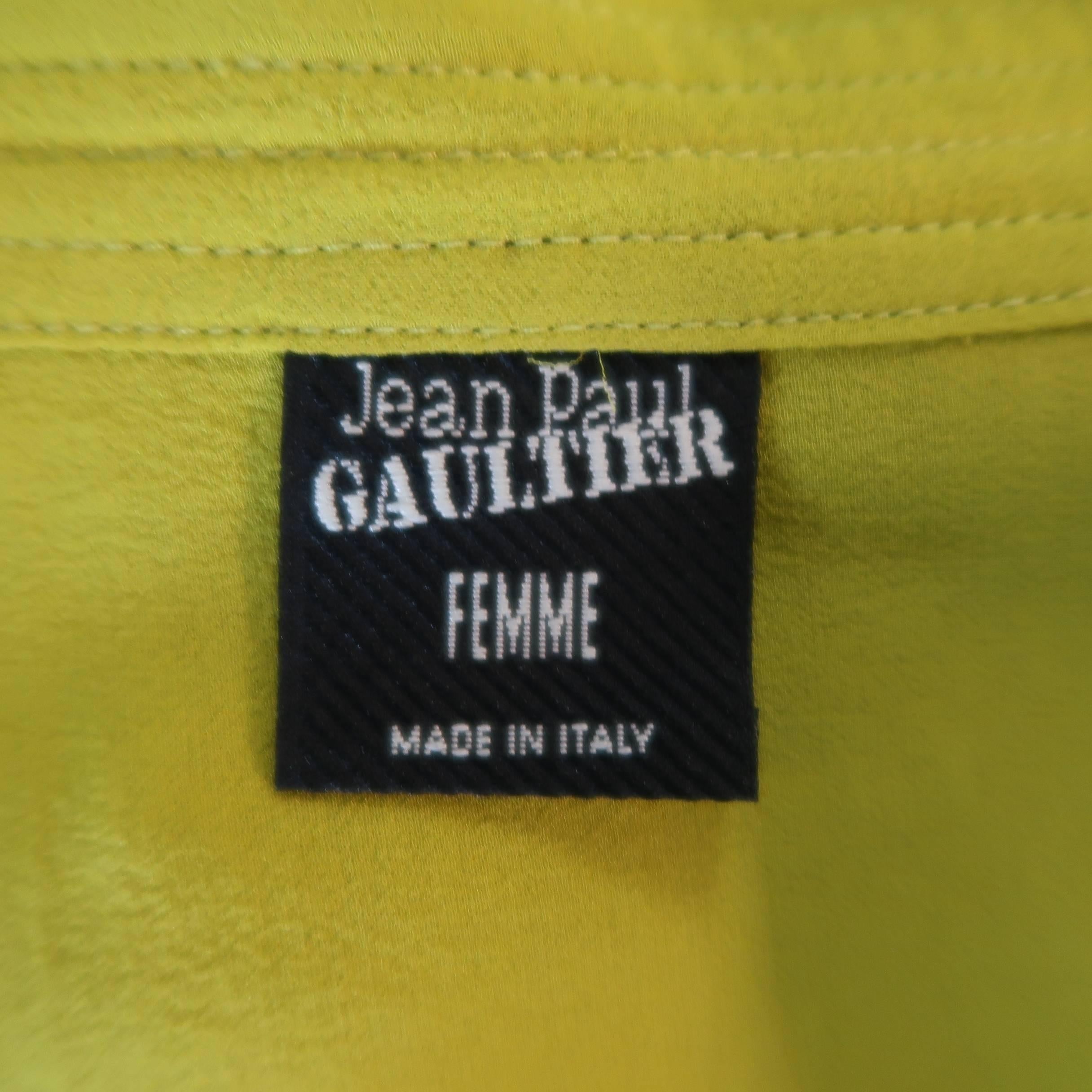 Jean Paul Gaultier Chartreuse Silk Chiffon Shoulder Panel Blouse 2