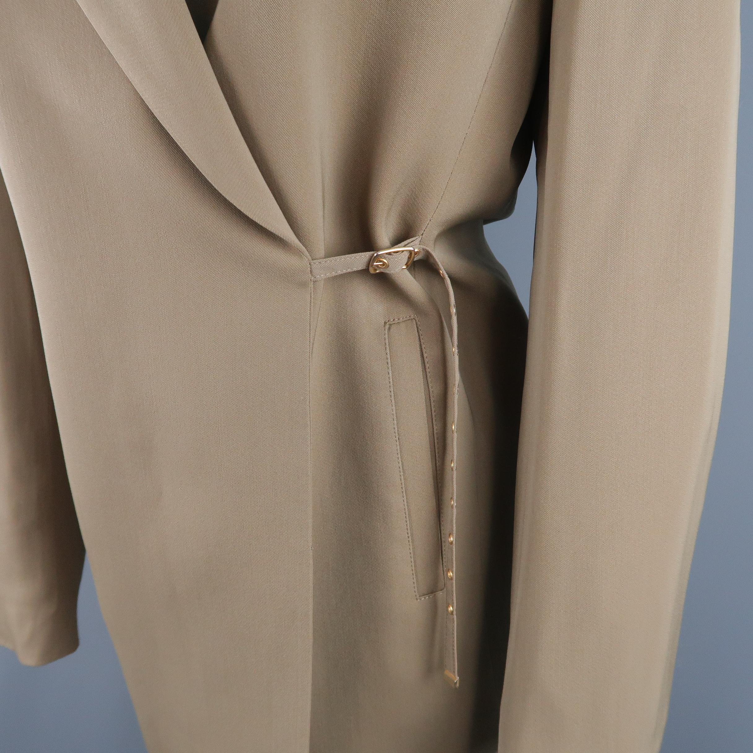 JEAN PAUL GAULTIER Size 8 Khaki Tied Double Breasted Pants Suit In Excellent Condition In San Francisco, CA