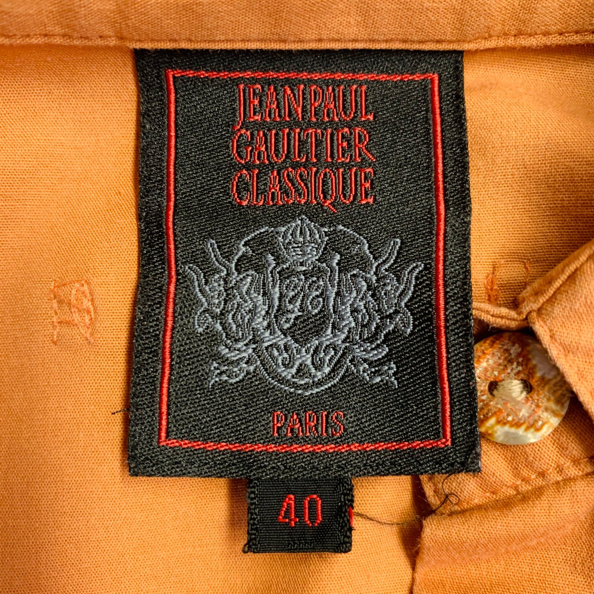 JEAN PAUL GAULTIER Taille 8 Orange Cotton Blend Short Sleeve Casual Top en vente 1