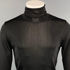 JEAN PAUL GAULTIER Size L Black Solid Viscose Turtleneck Pullover