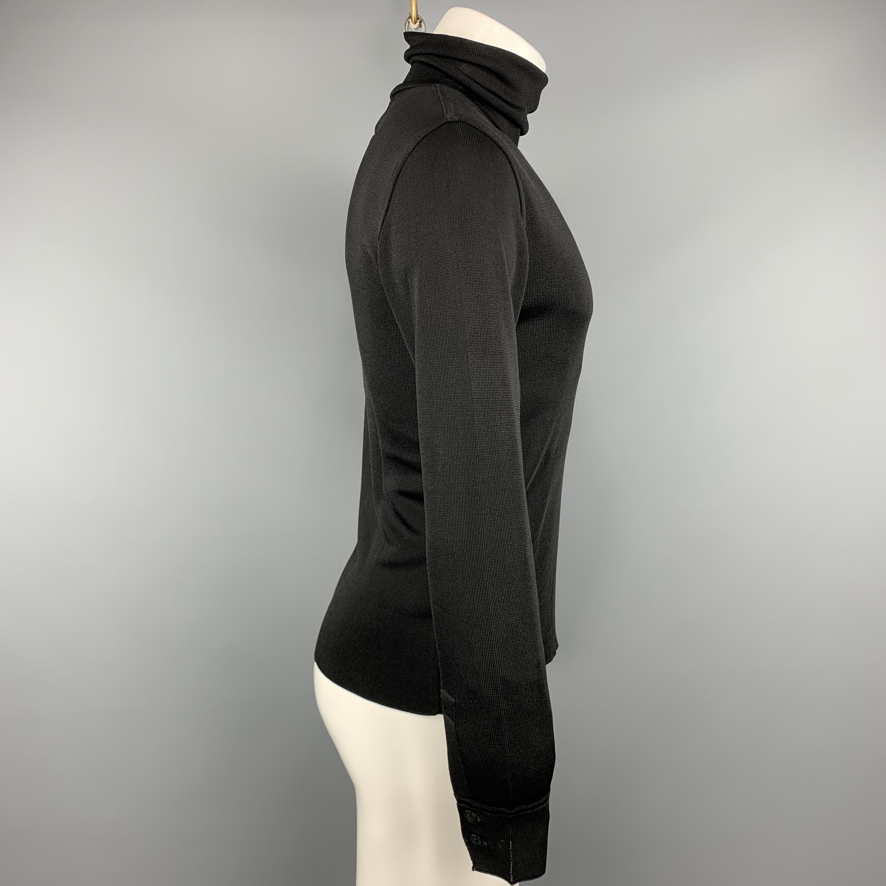 JEAN PAUL GAULTIER Size L Black Solid Viscose Turtleneck Pullover In Excellent Condition In San Francisco, CA