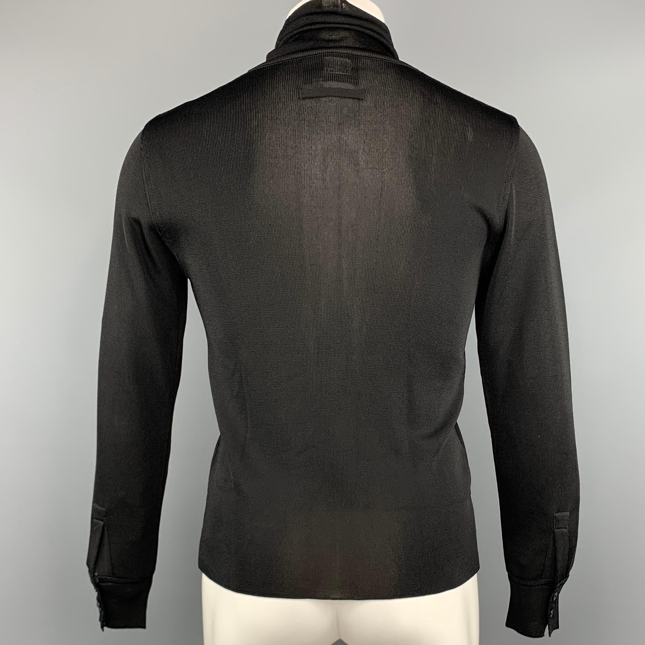 JEAN PAUL GAULTIER Size L Black Solid Viscose Turtleneck Pullover 1