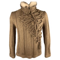 JEAN PAUL GAULTIER Size L Brown Knitted Wool Half Zip Sweater