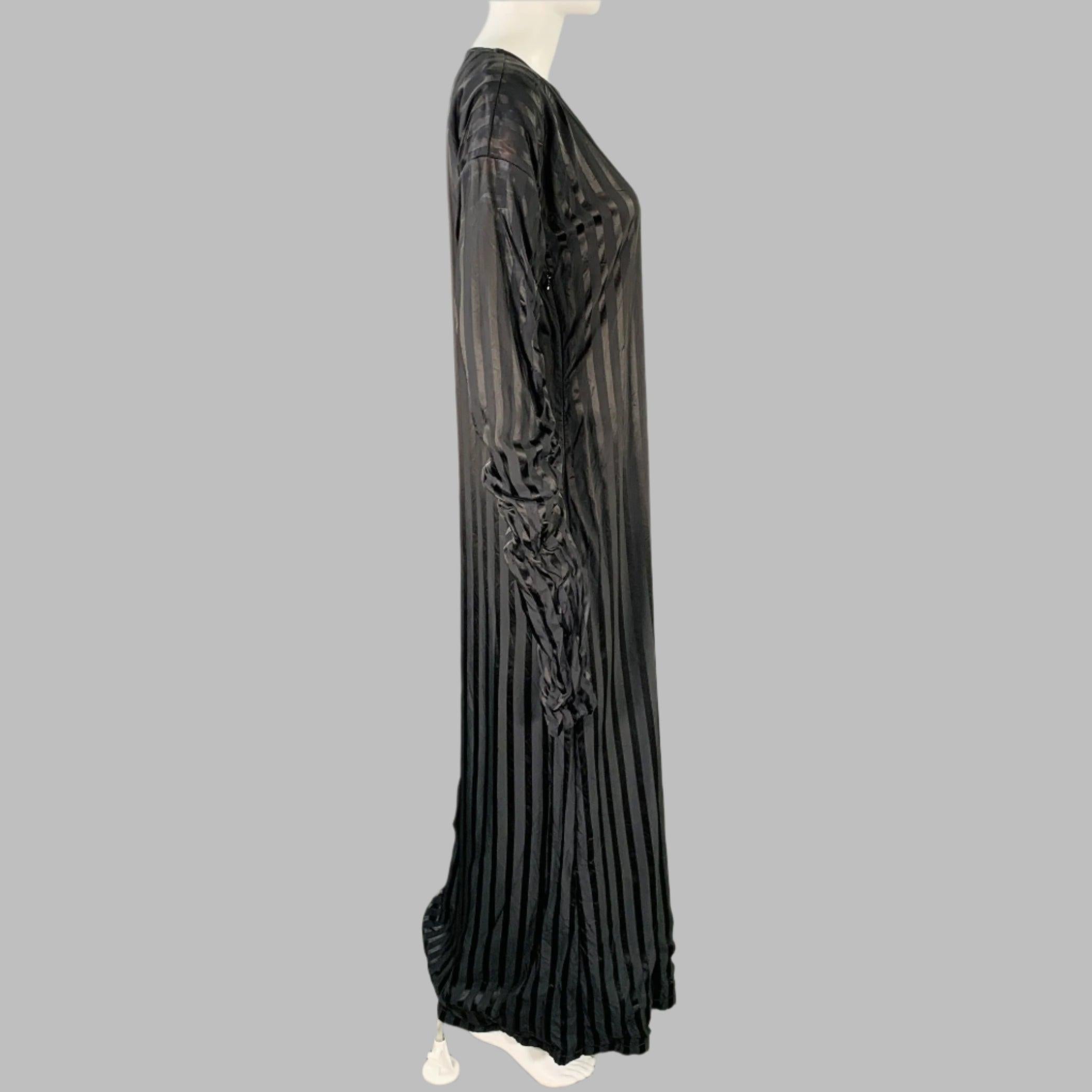 JEAN PAUL GAULTIER Größe M Schwarz Schwarzes langärmeliges Kleid aus Acetatmischung mit Streifen im Zustand „Hervorragend“ im Angebot in San Francisco, CA