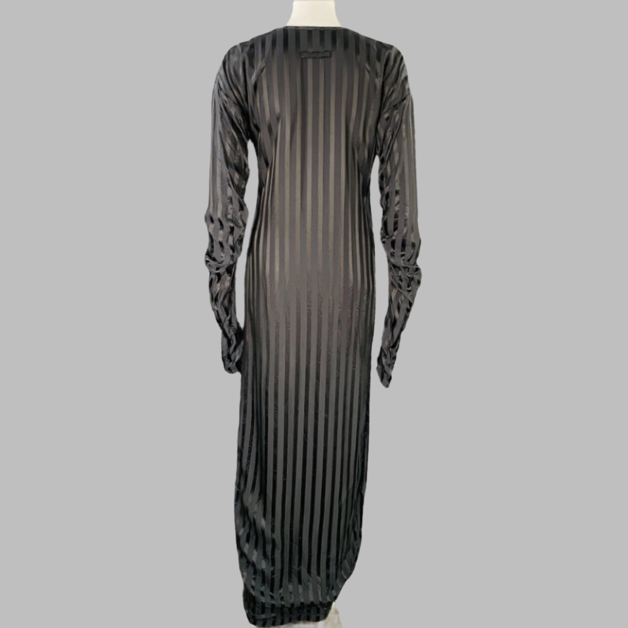 JEAN PAUL GAULTIER Größe M Schwarz Schwarzes langärmeliges Kleid aus Acetatmischung mit Streifen Damen im Angebot