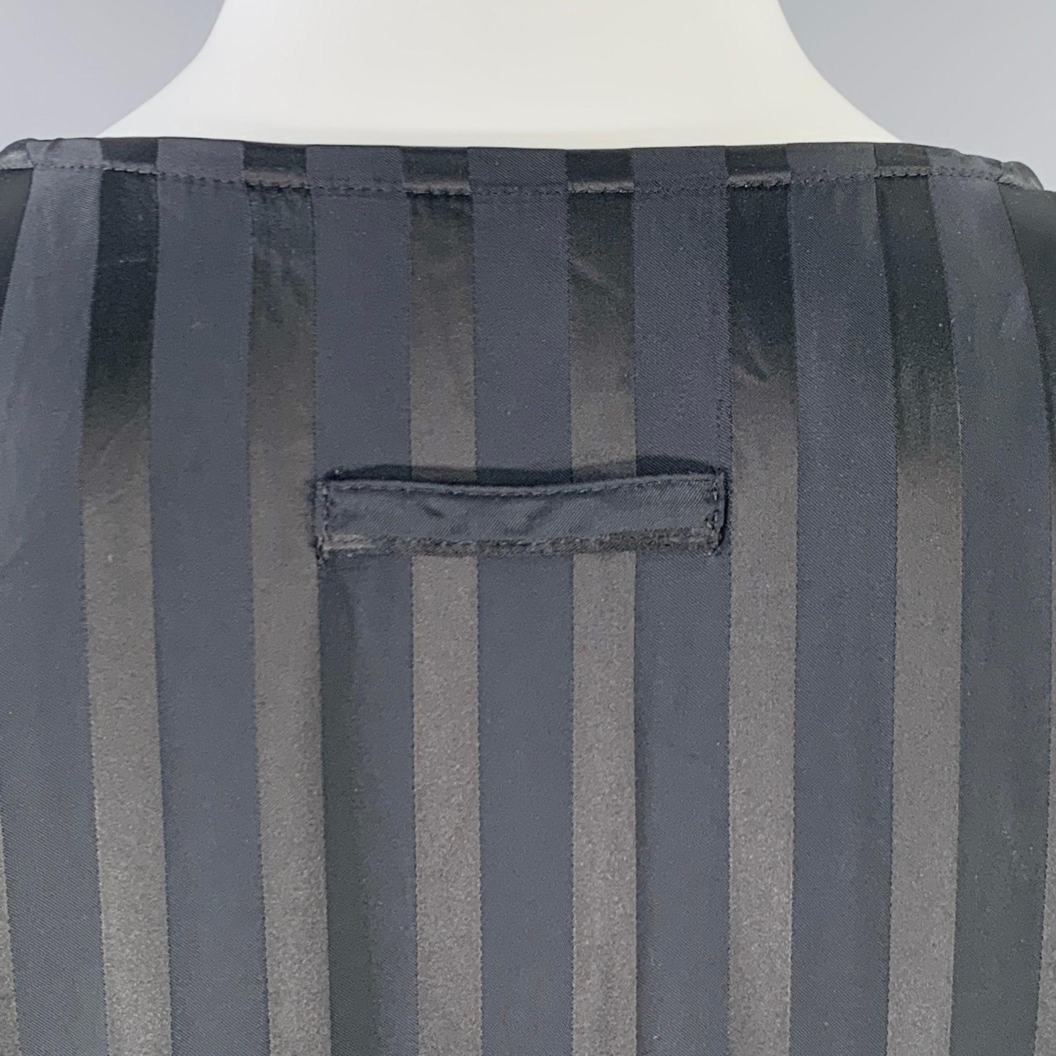 JEAN PAUL GAULTIER Größe M Schwarz Schwarzes langärmeliges Kleid aus Acetatmischung mit Streifen im Angebot 1