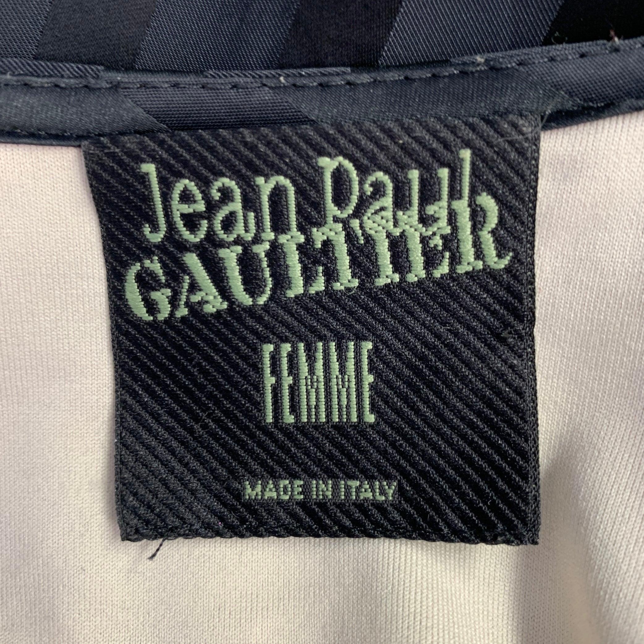 JEAN PAUL GAULTIER Größe M Schwarz Schwarzes langärmeliges Kleid aus Acetatmischung mit Streifen im Angebot 2