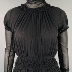 JEAN PAUL GAULTIER Size M Black Polyamide Ruffled Turtleneck Dress Top