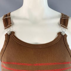 JEAN PAUL GAULTIER Größe M Braun Rot gestreift Baumwolle Schnalle Tank Top (As Is)