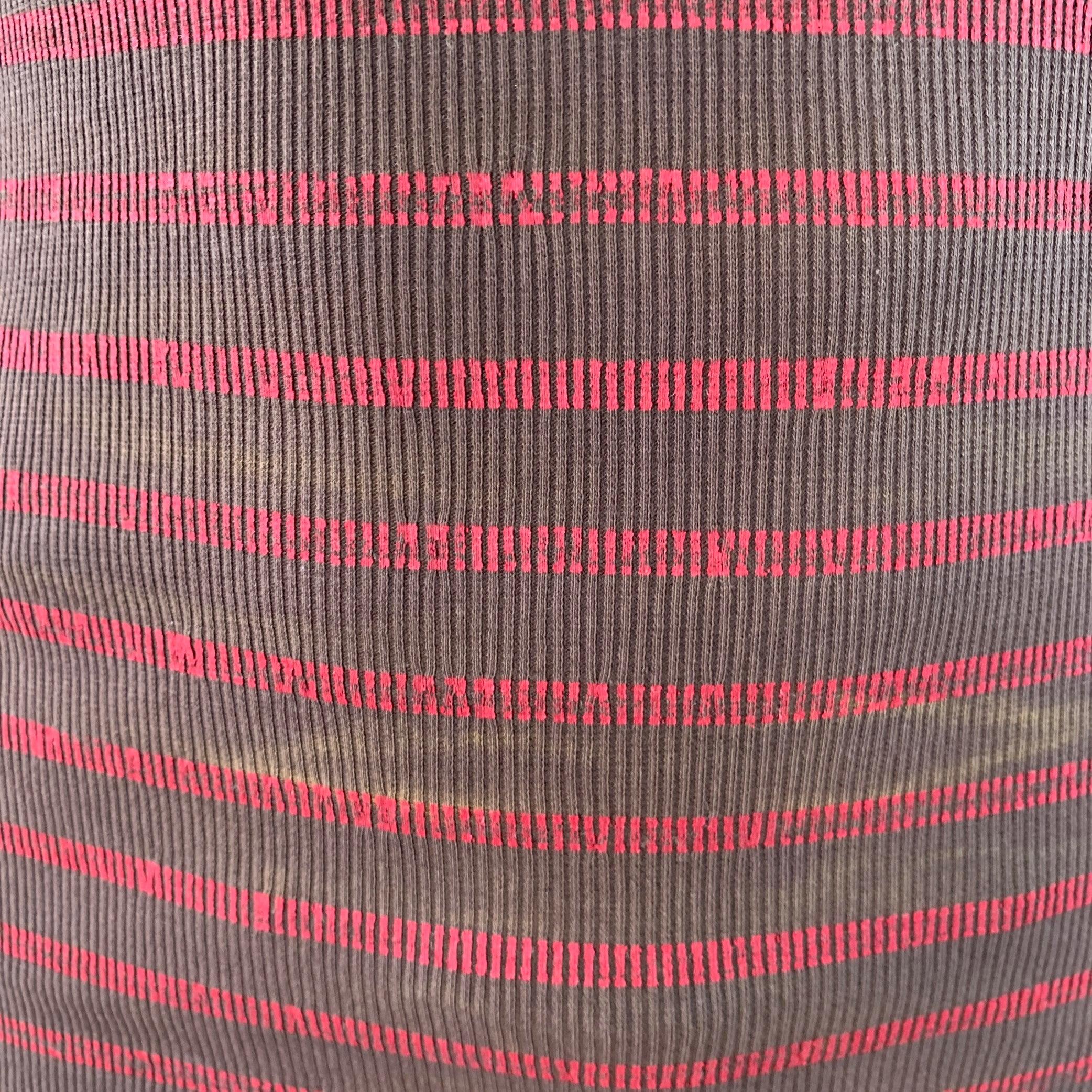 JEAN Paul Gaultier Jeans Taglia M Brown Red Stripe Cotton Buckle Tank Top (As Is) in vendita 1