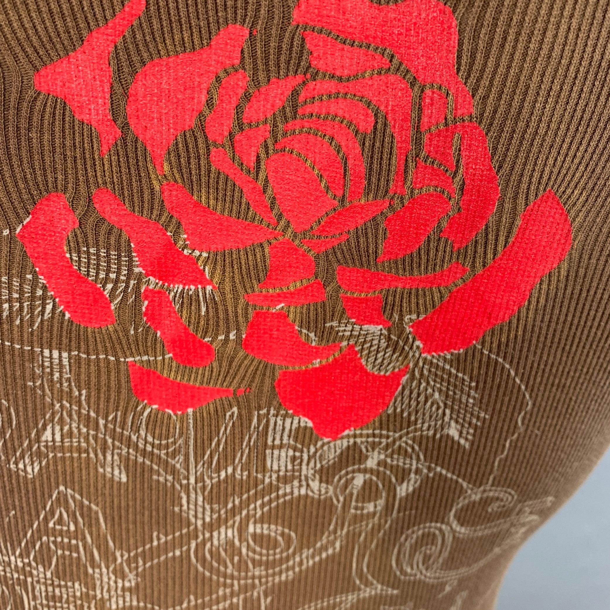 JEAN Paul Gaultier Jeans Taglia M Brown Red Stripe Cotton Buckle Tank Top (As Is) in vendita 3