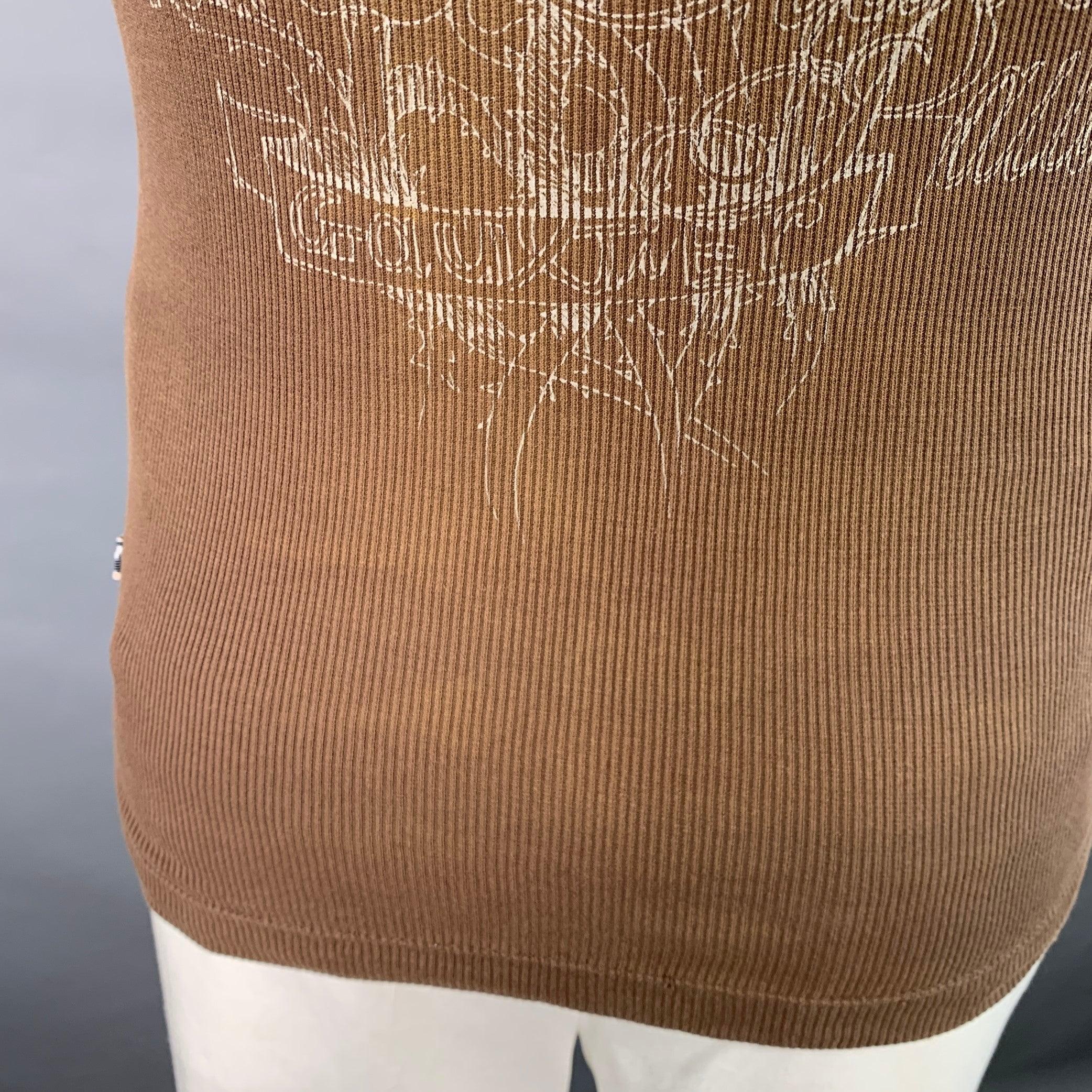 JEAN Paul Gaultier Jeans Taglia M Brown Red Stripe Cotton Buckle Tank Top (As Is) in vendita 4