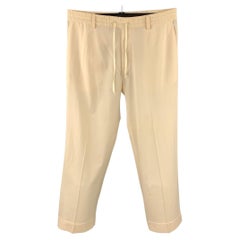 JEAN PAUL GAULTIER Size M Cream Wool Blend Drawstring Casual Trousers