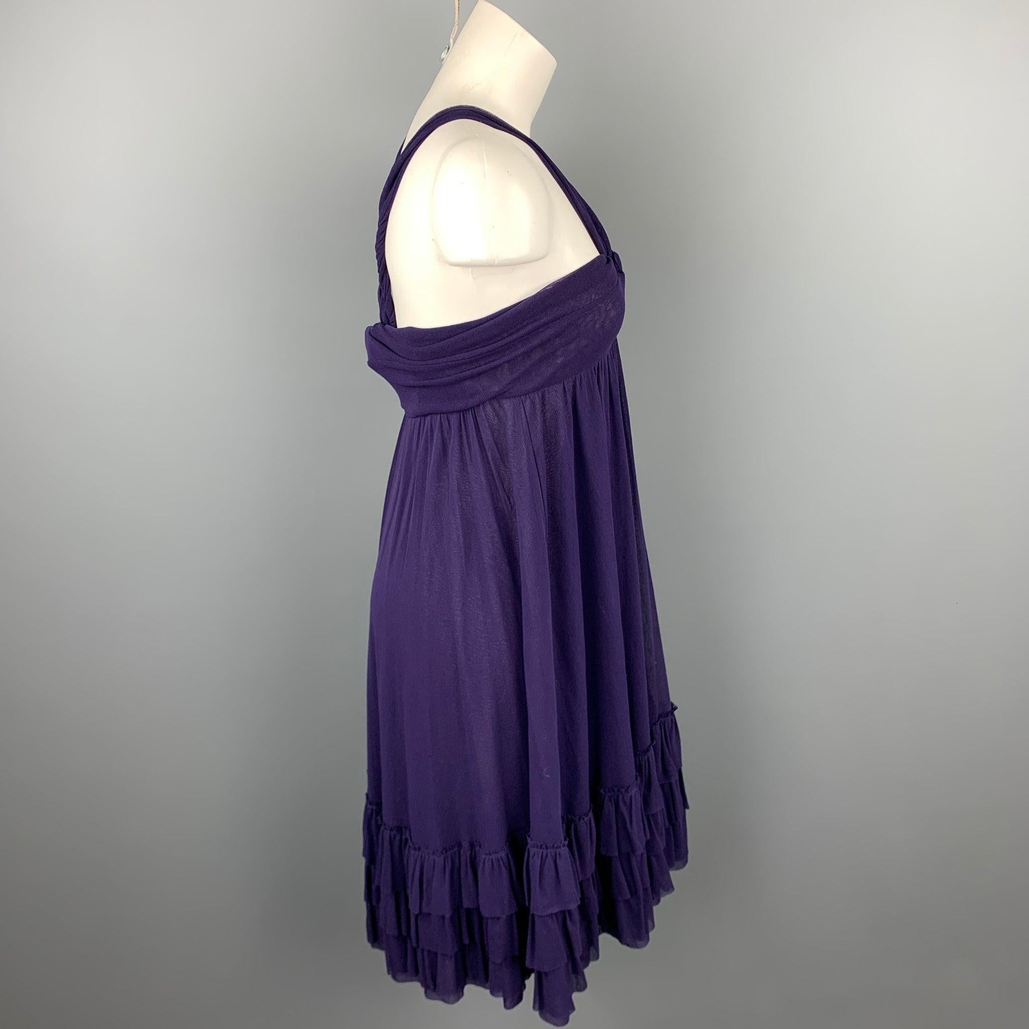 JEAN PAUL GAULTIER Size M Eggplant Purple Tulle Polimide Cocktail Dress In Good Condition For Sale In San Francisco, CA