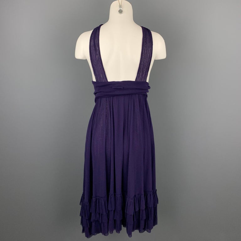 JEAN PAUL GAULTIER Size M Eggplant Purple Tulle Polimide Cocktail Dress In Good Condition For Sale In San Francisco, CA
