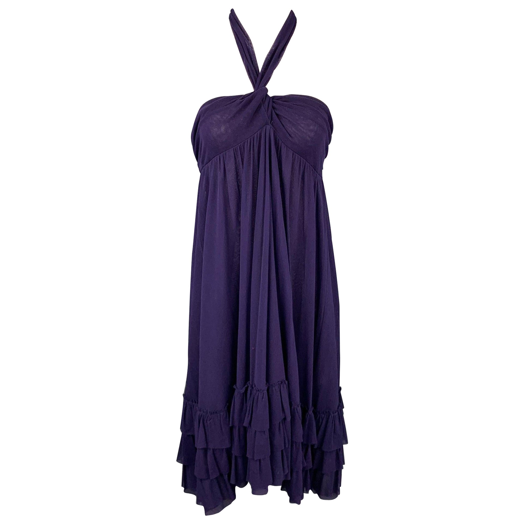 JEAN PAUL GAULTIER Größe M Auberginefarbenes lila Polimide-Cocktailkleid aus Tüll