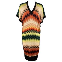 JEAN PAUL GAULTIER Size M Multi-Color Checkerd Rainbow V Neck Sweater Dress