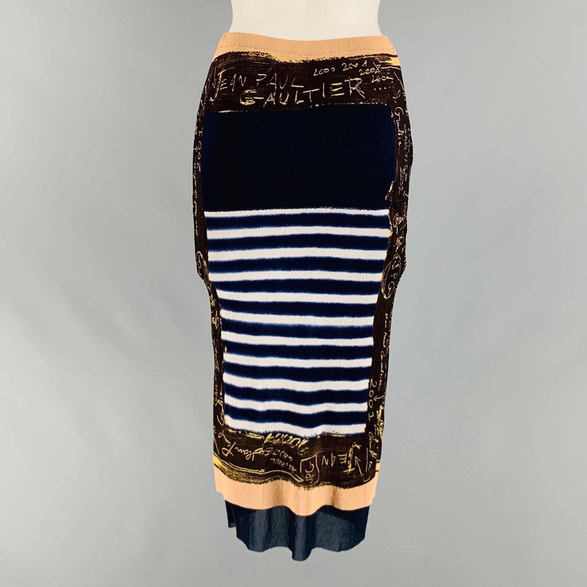 Women's JEAN PAUL GAULTIER Size M Navy Multi-Color Nylon Graffiti Skirt For Sale